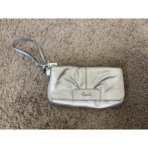 Y2k‎ Coach Wristlet Clutch Womens Leather Purse Wallet Card Holder Metallic NEW